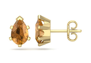1.5 Carat Pear Shape Citrine Stud Earrings In 14K Yellow Gold Over Sterling Silver By SuperJeweler
