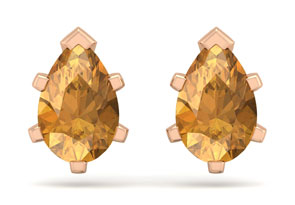 1.5 Carat Pear Shape Citrine Stud Earrings In 14K Rose Gold Over Sterling Silver By SuperJeweler