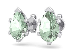 1.5 Carat Pear Shape Green Amethyst Stud Earrings In Sterling Silver By SuperJeweler