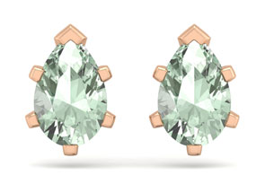 1.5 Carat Pear Shape Green Amethyst Stud Earrings In 14K Rose Gold Over Sterling Silver By SuperJeweler