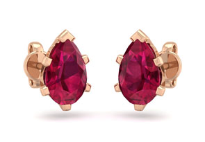 2 Carat Pear Shape Ruby Stud Earrings In 14K Rose Gold Over Sterling Silver By SuperJeweler