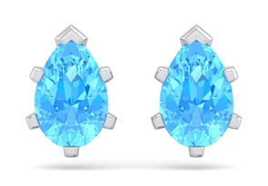 2 Carat Pear Shape Blue Topaz Stud Earrings In Sterling Silver By SuperJeweler