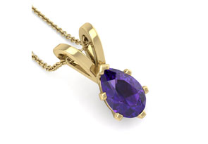 1 Carat Pear Shape Amethyst Necklace In 14K Yellow Gold Over Sterling Silver, 18 Inches By SuperJeweler