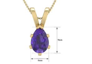 1 Carat Pear Shape Amethyst Necklace In 14K Yellow Gold Over Sterling Silver, 18 Inches By SuperJeweler