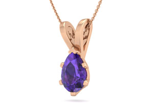 1 Carat Pear Shape Amethyst Necklace In 14K Rose Gold Over Sterling Silver, 18 Inches By SuperJeweler