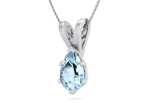 1 Carat Pear Shape Aquamarine Necklace In Sterling Silver, 18 Inches By SuperJeweler