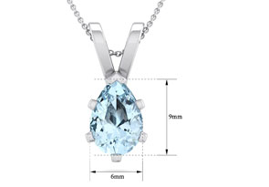 1 Carat Pear Shape Aquamarine Necklace In Sterling Silver, 18 Inches By SuperJeweler