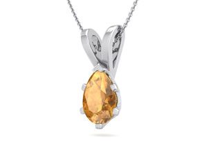 1 Carat Pear Shape Citrine Necklace In Sterling Silver, 18 Inches By SuperJeweler