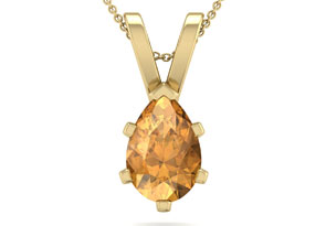 1 Carat Pear Shape Citrine Necklace In 14K Yellow Gold Over Sterling Silver, 18 Inches By SuperJeweler