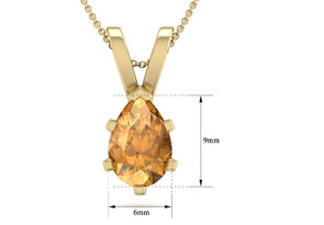 1 Carat Pear Shape Citrine Necklace In 14K Yellow Gold Over Sterling Silver, 18 Inches By SuperJeweler