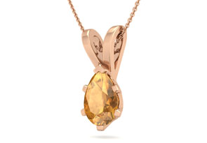 1 Carat Pear Shape Citrine Necklace In 14K Rose Gold Over Sterling Silver, 18 Inches By SuperJeweler