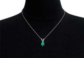 1 Carat Pear Shape Emerald Necklaces In Sterling Silver, 18 Inch Chain By SuperJeweler