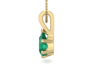 1 Carat Pear Shape Emerald Necklaces In 14K Yellow Gold Over Sterling Silver, 18 Inch Chain By SuperJeweler