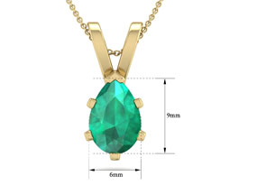 1 Carat Pear Shape Emerald Necklaces In 14K Yellow Gold Over Sterling Silver, 18 Inch Chain By SuperJeweler