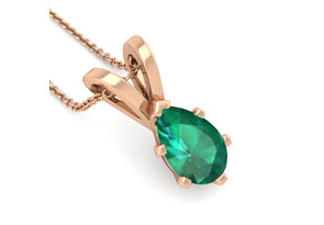 1 Carat Pear Shape Emerald Necklaces In 14K Rose Gold Over Sterling Silver, 18 Inch Chain By SuperJeweler