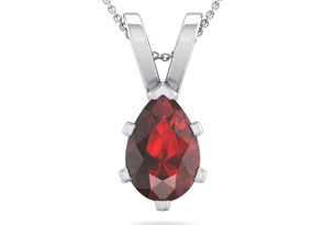 1.5 Carat Pear Shape Garnet Necklace In Sterling Silver, 18 Inches By SuperJeweler