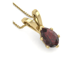 1.5 Carat Pear Shape Garnet Necklace In 14K Yellow Gold Over Sterling Silver, 18 Inches By SuperJeweler