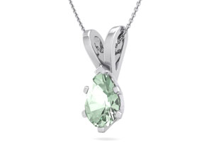1 Carat Pear Shape Green Amethyst Necklace In Sterling Silver, 18 Inches By SuperJeweler