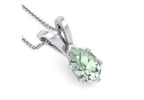 1 Carat Pear Shape Green Amethyst Necklace In Sterling Silver, 18 Inches By SuperJeweler