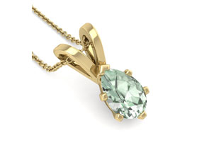 1 Carat Pear Shape Green Amethyst Necklace In 14K Yellow Gold Over Sterling Silver, 18 Inches By SuperJeweler