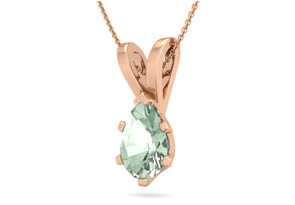 1 Carat Pear Shape Green Amethyst Necklace In 14K Rose Gold Over Sterling Silver, 18 Inches By SuperJeweler