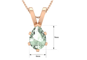 1 Carat Pear Shape Green Amethyst Necklace In 14K Rose Gold Over Sterling Silver, 18 Inches By SuperJeweler