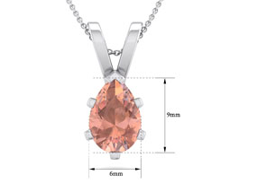 1 Carat Pear Shape Morganite Necklace In Sterling Silver W/ 18 Inch Chain By SuperJeweler
