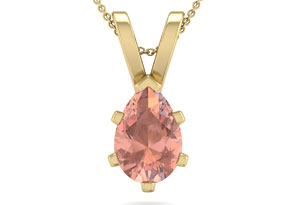 1 Carat Pear Shape Morganite Necklace In 14K Yellow Gold Over Sterling Silver W/ 18 Inch Chain By SuperJeweler