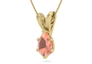 1 Carat Pear Shape Morganite Necklace In 14K Yellow Gold Over Sterling Silver W/ 18 Inch Chain By SuperJeweler