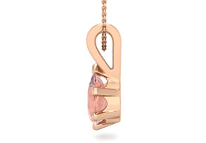 1 Carat Pear Shape Morganite Necklace In 14K Rose Gold Over Sterling Silver W/ 18 Inch Chain By SuperJeweler