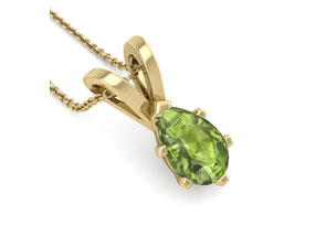 1 1/3 Carat Pear Shape Peridot Necklace In 14K Yellow Gold Over Sterling Silver, 18 Inches By SuperJeweler