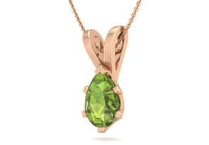 1 1/3 Carat Pear Shape Peridot Necklace In 14K Rose Gold Over Sterling Silver, 18 Inches By SuperJeweler