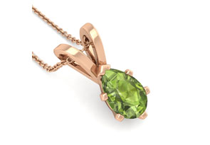 1 1/3 Carat Pear Shape Peridot Necklace In 14K Rose Gold Over Sterling Silver, 18 Inches By SuperJeweler