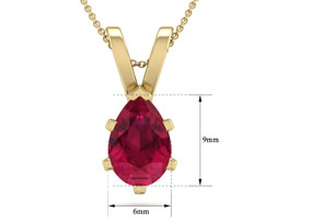 1.5 Carat Pear Shape Ruby Necklace In 14K Yellow Gold Over Sterling Silver, 18 Inches By SuperJeweler