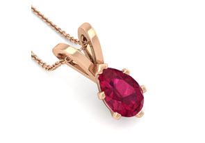 1.5 Carat Pear Shape Ruby Necklace In 14K Rose Gold Over Sterling Silver, 18 Inches By SuperJeweler