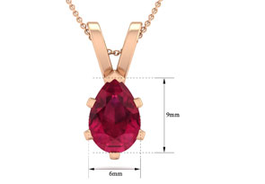 1.5 Carat Pear Shape Ruby Necklace In 14K Rose Gold Over Sterling Silver, 18 Inches By SuperJeweler