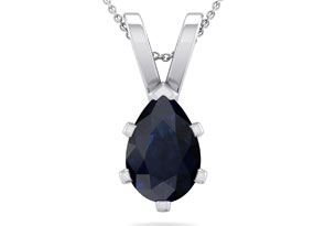 1.5 Carat Pear Shape Sapphire Necklace In Sterling Silver, 18 Inches By SuperJeweler