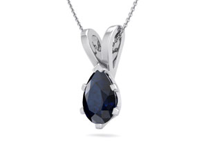 1.5 Carat Pear Shape Sapphire Necklace In Sterling Silver, 18 Inches By SuperJeweler