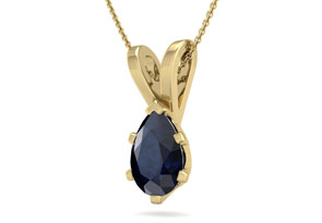 1.5 Carat Pear Shape Sapphire Necklace In 14K Yellow Gold Over Sterling Silver, 18 Inches By SuperJeweler