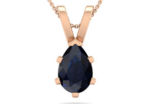 1.5 Carat Pear Shape Sapphire Necklace In 14K Rose Gold Over Sterling Silver, 18 Inches By SuperJeweler