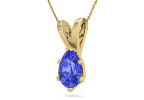 1 1/3 Carat Pear Shape Tanzanite Necklace In 14K Yellow Gold Over Sterling Silver, 18 Inches By SuperJeweler