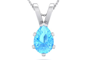 1.5 Carat Pear Shape Blue Topaz Necklace In Sterling Silver, 18 Inches By SuperJeweler
