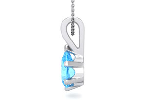 1.5 Carat Pear Shape Blue Topaz Necklace In Sterling Silver, 18 Inches By SuperJeweler