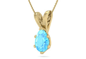 1.5 Carat Pear Shape Blue Topaz Necklace In 14K Yellow Gold Over Sterling Silver, 18 Inches By SuperJeweler