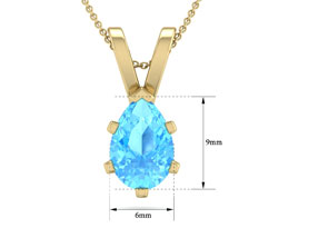 1.5 Carat Pear Shape Blue Topaz Necklace In 14K Yellow Gold Over Sterling Silver, 18 Inches By SuperJeweler
