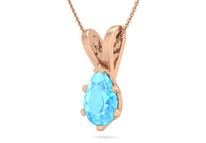 1.5 Carat Pear Shape Blue Topaz Necklace In 14K Rose Gold Over Sterling Silver, 18 Inches By SuperJeweler