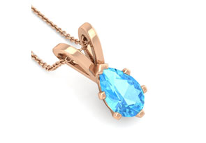 1.5 Carat Pear Shape Blue Topaz Necklace In 14K Rose Gold Over Sterling Silver, 18 Inches By SuperJeweler