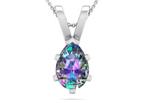 1 Carat Pear Shape Mystic Topaz Necklace In Sterling Silver, 18 Inches By SuperJeweler