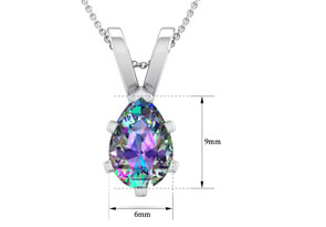 1 Carat Pear Shape Mystic Topaz Necklace In Sterling Silver, 18 Inches By SuperJeweler