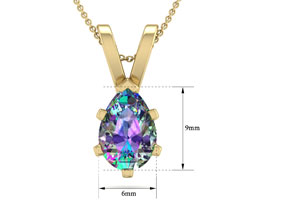 1 Carat Pear Shape Mystic Topaz Necklace In 14K Yellow Gold Over Sterling Silver, 18 Inches By SuperJeweler